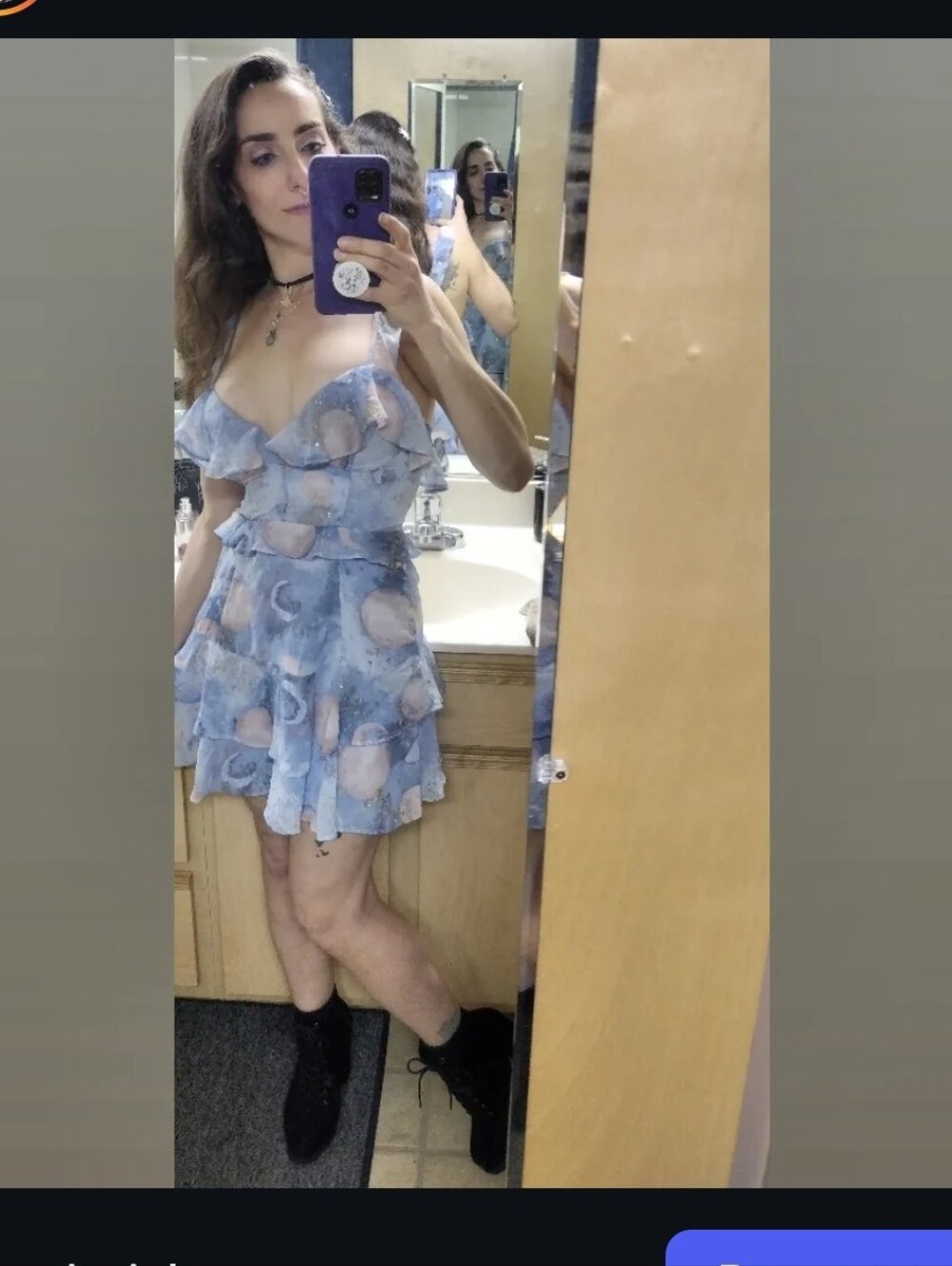 Lavender Ruffle Mini Dress - - Picture 3 of 5